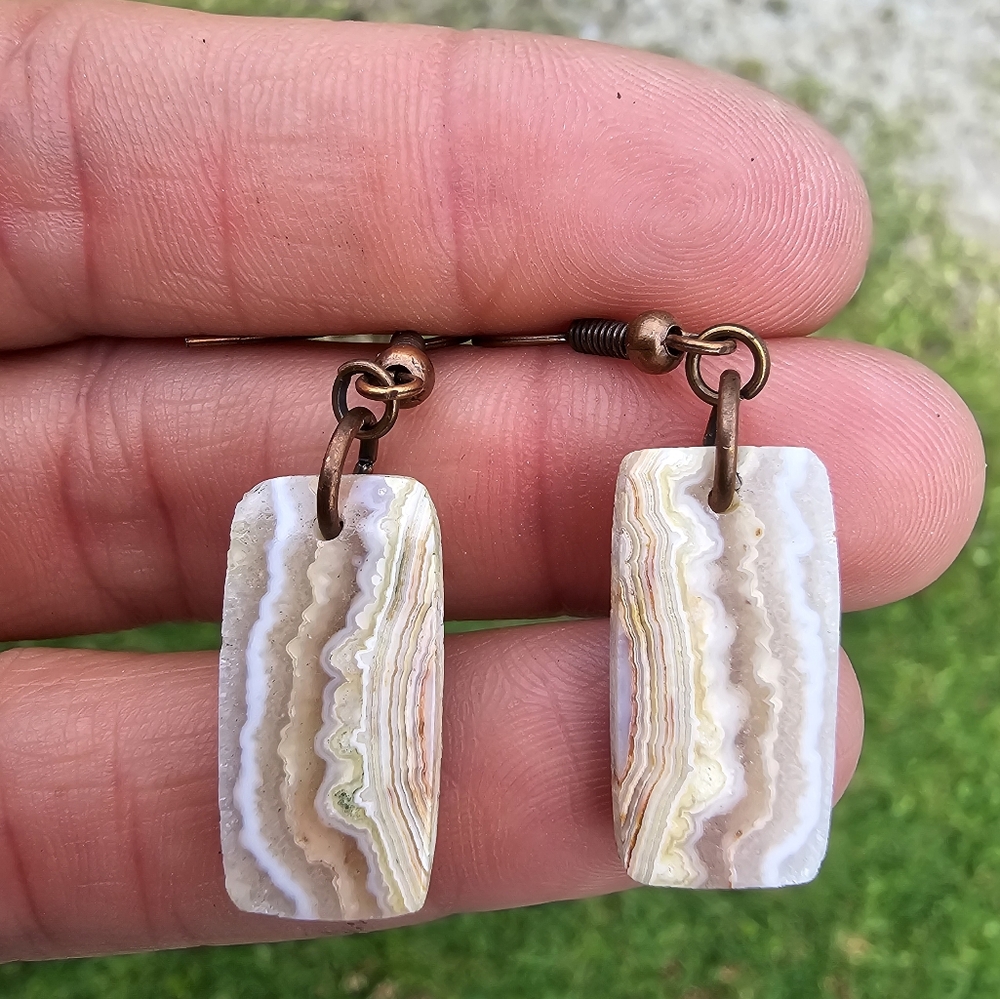 OOAK Genuine Crazy Lace Agate Earrings